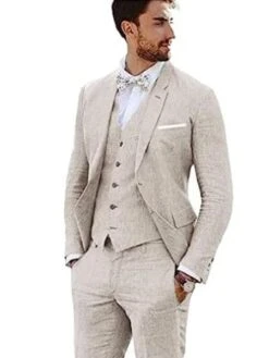 Mens Big And Tall Linen Suit - Beige Suit