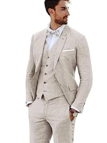 Mens Big And Tall Linen Suit - Beige Suit 1 Mens Big And Tall Linen Suit - Beige Suit