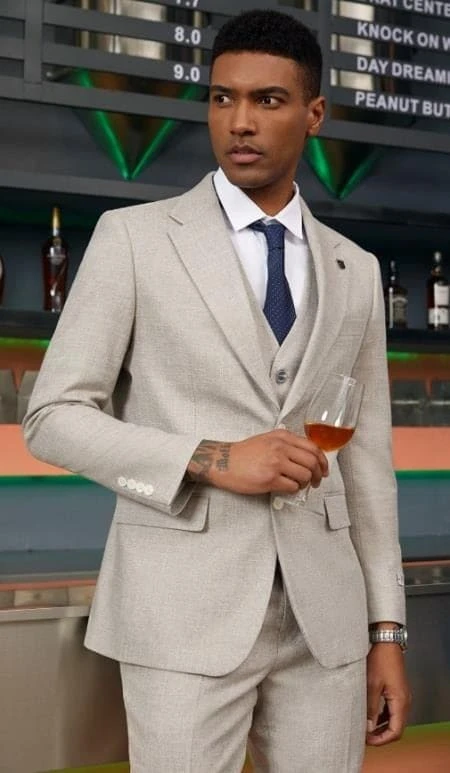 Mens Big And Tall Linen Suit -Tan Suit 1 Mens Big And Tall Linen Suit -Tan Suit