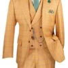 3 Piece Plaid Suit - Orange Mens Plaid Suit -Alberto Nardoni Shop image63022