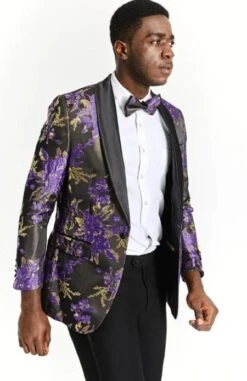 Mens Big And Tall Tuxedo - Purple And Gold Tuxedo