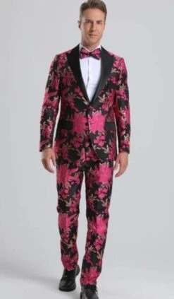 Mens Big And Tall Tuxedo -Pink And Black Tuxedo