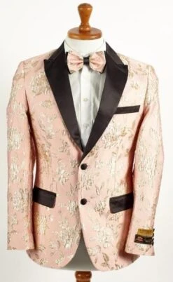 Mens Big And Tall Tuxedo -Black Light Baby Pink Tuxedo