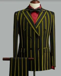 Black And Gold Pinstripe Double BreastedZoot Suit