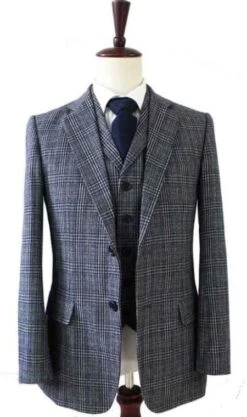 1930s Fashion Tweed ~ Herringbone Pattern- Mens 1930 Suit -1930s Tuxedo - Blue Suit