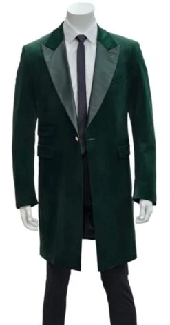 Zoot Suit Made Of Velvet Fabric - 1920s Velvet Suit (Black Pants) - Green