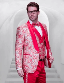 Red And Gold Tuxedo- Prom Suit - Prom Tuxedos