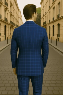 Wool Suit - Italian Made Business Suit By Statement Men's 3 Piece 100% Wool Modern Fit Suit - Classic Plaid Pattern -Alberto Nardoni Shop indigo4 d44f1b64 d0b3 4d39 9cd6 aa4c7e5ad302