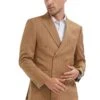 "Men's Slim Fit Pinstripe Suit - Double Breasted Bold Gangster, Camel"