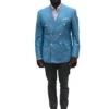 Light Blue Linen Suit - Double Breasted Suit
