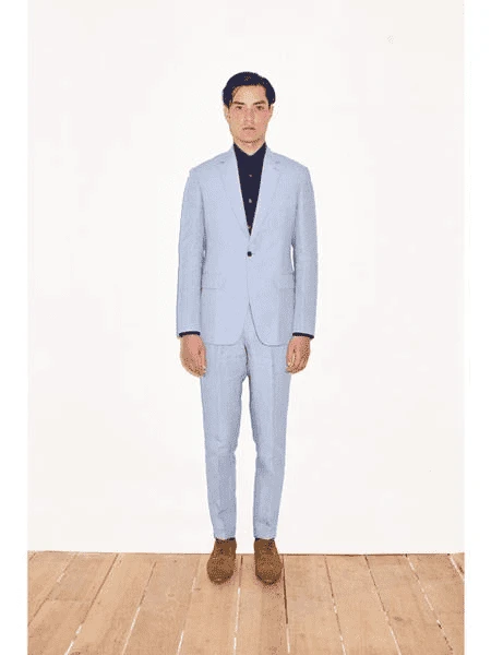 Sky Blue Linen Suit - Flap Two Pockets Suit 1 Sky Blue Linen Suit - Flap Two Pockets Suit
