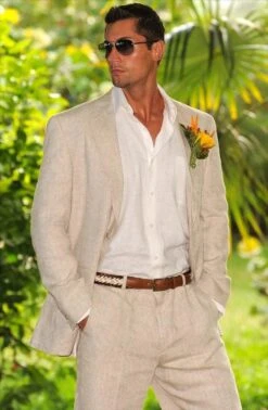 Linen Groom Suit - Off White Linen Suit