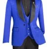 Royal Blue Men's Slim Fit Paisley Wedding Tuxedo With Vest