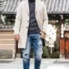 Men's Wool Car Coat Beige Sand Topcoat