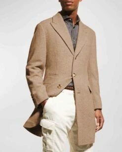 Men's Wool Car Coat Camel Topcoat