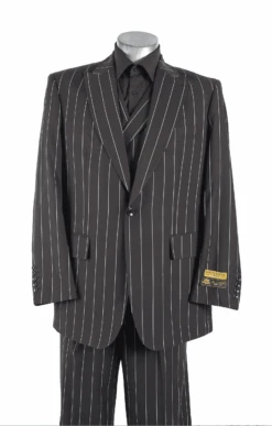 Mens 1930s Suits - Black Pinstripe Suit