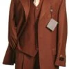 Mens 2 Button Vested Basic Wool Feel Suit In Cognac -Alberto Nardoni Shop mens 2 button vested basic wool feel suit in cognac