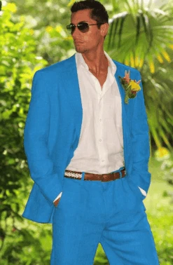 Mens Turquoise Linen Suit