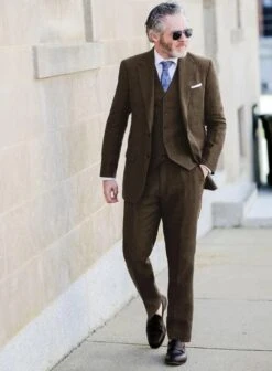 Mens Brown Linen Suit - Many Styles Brands