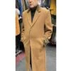 Mens Cashmere Blend Camel Coat Long Length - Cashmere Long Overcoat