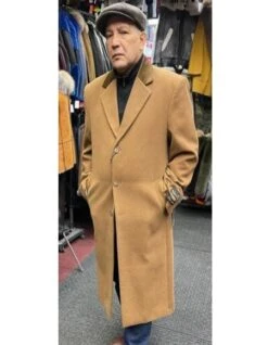 Mens Cashmere Blend Camel Coat Long Length - Cashmere Long Overcoat