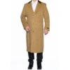 Mens Full Length 3 Button Wool Overcoat In Camel With Brown Velvet Collar -Alberto Nardoni Shop mens full length 3 button wool overcoat in camel with brown velvet collar 1