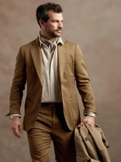 Mens Khaki Linen Suit