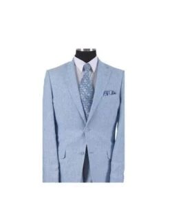 Mens Lightweight Blazer - Two Button With Elbow Patch Sleeve Light Blue Men's Linen Summer Suit Or Blazer Or Sportcoat