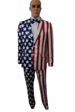 Mens Navy Blue/White Prom Suit