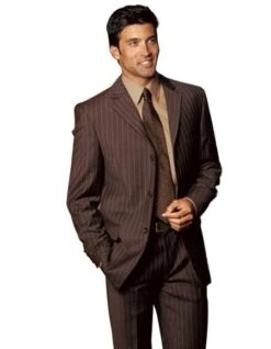 Mens Brown Single Breasted Linen Suit