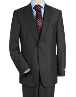 Mens Gray Two Button Linen Suit