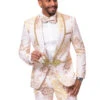 Mens Prom Tuxedo Suit White & Gold Prom Suit