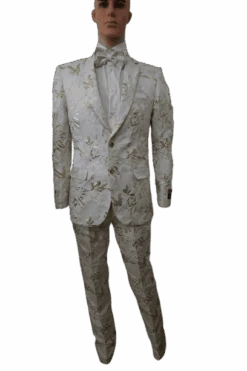 Mens Rose White Prom Suit