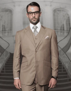 Mens Suits Regular Fit - Wool Suit - Pleated Pants Bronze Suit$199