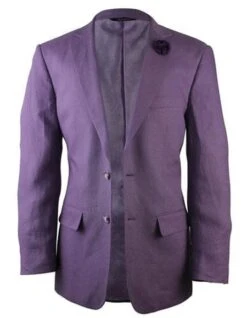 Mens Summer Blazer - Alberto Nardoni Brand Purple Two Button Linen Fashionable Blazer For Men