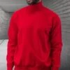 Mens Sweater Red Turtleneck - Wool And Cashmere Fabric