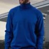 Mens Sweater Royal Blue Turtleneck - Wool And Cashmere Fabric -Alberto Nardoni Shop mens sweater red wool and cashme 1