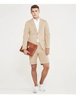 Mens Two Piece Short Set - Camel Suit