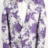 Mens White And Lavender Purple 2 Button Floral Paisley Prom And Wedding Blazer