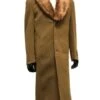 Mens Wool And Overcoat With Fur Collar Camel