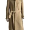 Mens Wool Belted Overcoat Camel Long Coat Full Length Belt-Coat IS