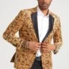 Mens Stacy Adams Suit - Stacy Adams Suit Men's Gold Paisley Velvet Tuxedo Jacket For Prom & Wedding