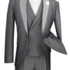 Mens 1 Button Contrast Peak Lapel Double Breasted Vest Tuxedo Suit In Silver -Alberto Nardoni Shop oa2QuOo