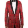Big And Tall Holiday Jacket - Christmas Tartan Plaid Sport Jacket For Big Man In Color Red Tartan Scottish Pattern