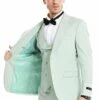 "Mint Green Men's Wedding & Prom 2025 Suit - Two Button Vested Peak Lapel"
