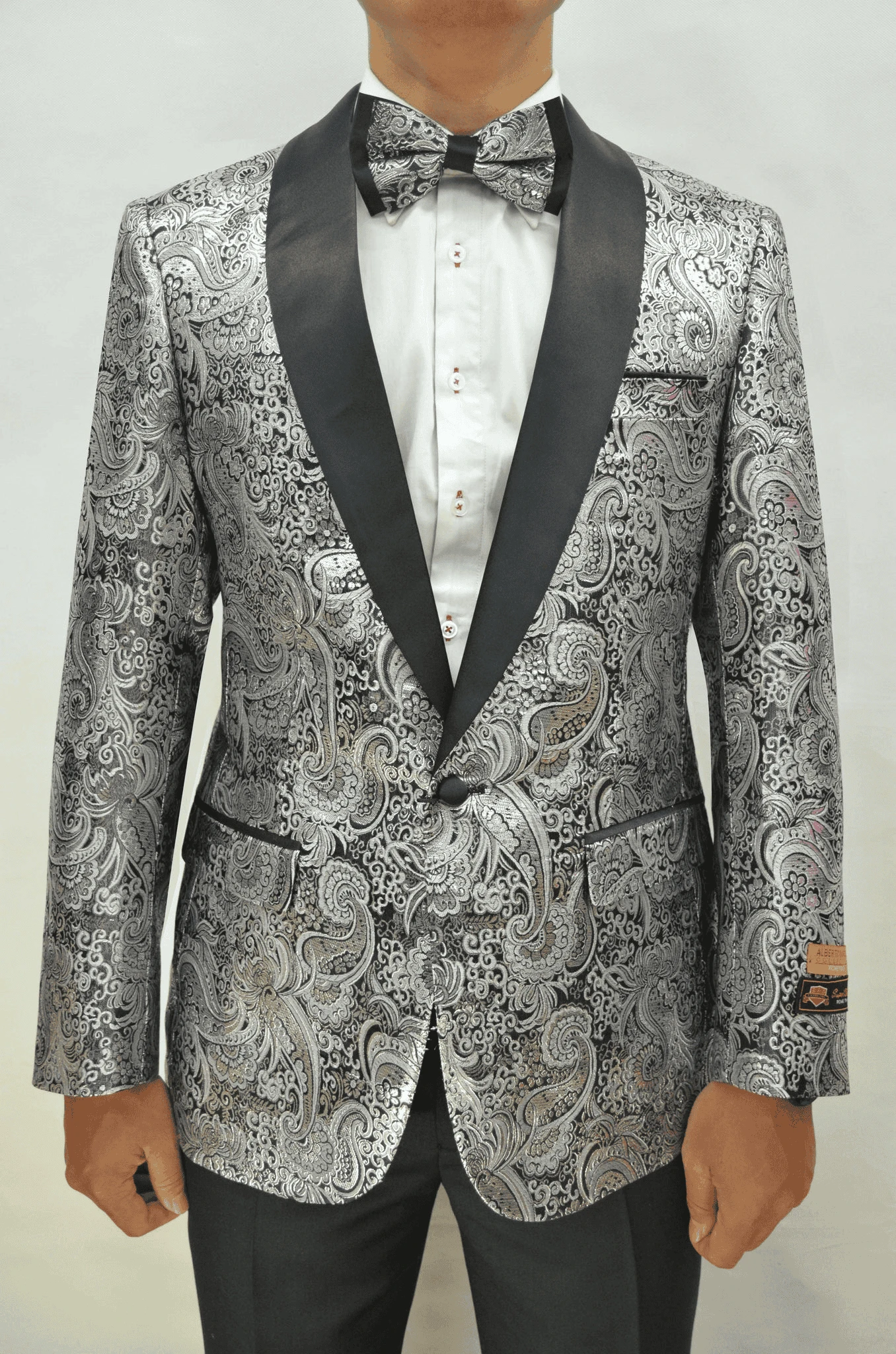 Paisley-300 Silver/Black - Mens Wholesale Blazers 1 Paisley-300 Silver/Black - Mens Wholesale Blazers