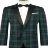 Big And Tall Holiday Jackets - Christmas Tartan Plaid Sport Jacket For Big Man In Color Green And Blue Tartan Scottish Pattern -Alberto Nardoni Shop peak labels green and blue dinner jacket