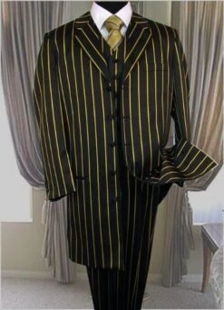 Pinstripe Zoot Suit Black And Gold Suit