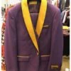 Purple And Gold Tuxedo Vested 3 Piece Suit