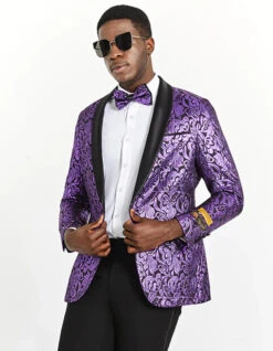 Purple Paisley Jacket Mens Black & Purple Paisley Prom Tuxedo Smoking Jacket